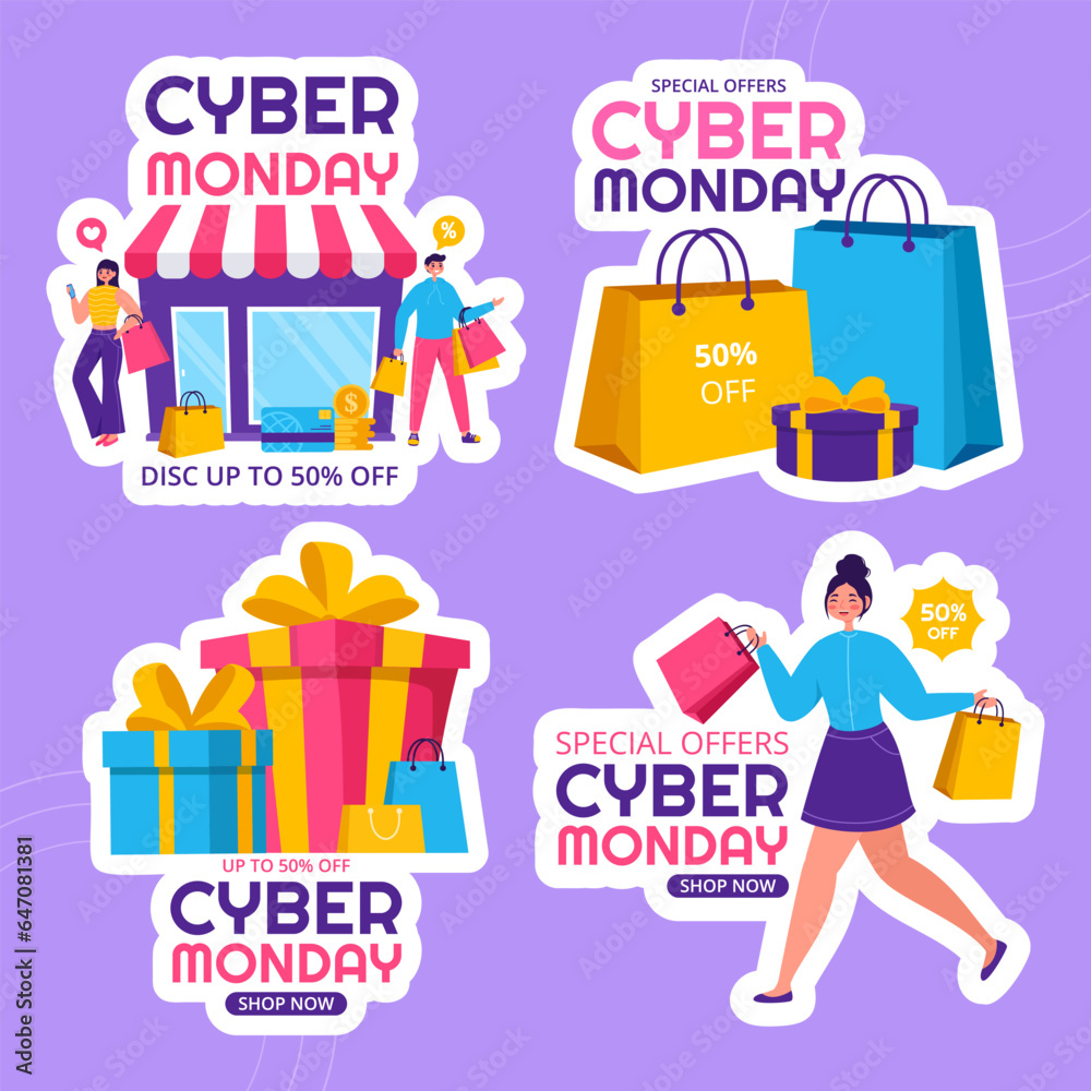Cyber Monday Event Label Flat Cartoon Hand Drawn Templates Background Illustration Cyber Monday Event Label Flat Cartoon Hand Drawn Templates Background Illustration