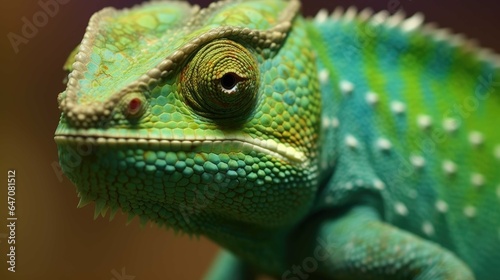 Green chameleon close up © Classy designs