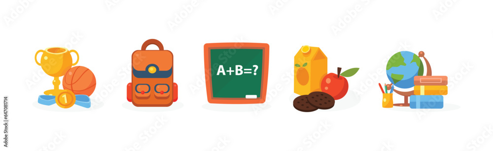 Educational and School Subject Supply and Element Vector Set Educational and School Subject Supply and Element Vector Set