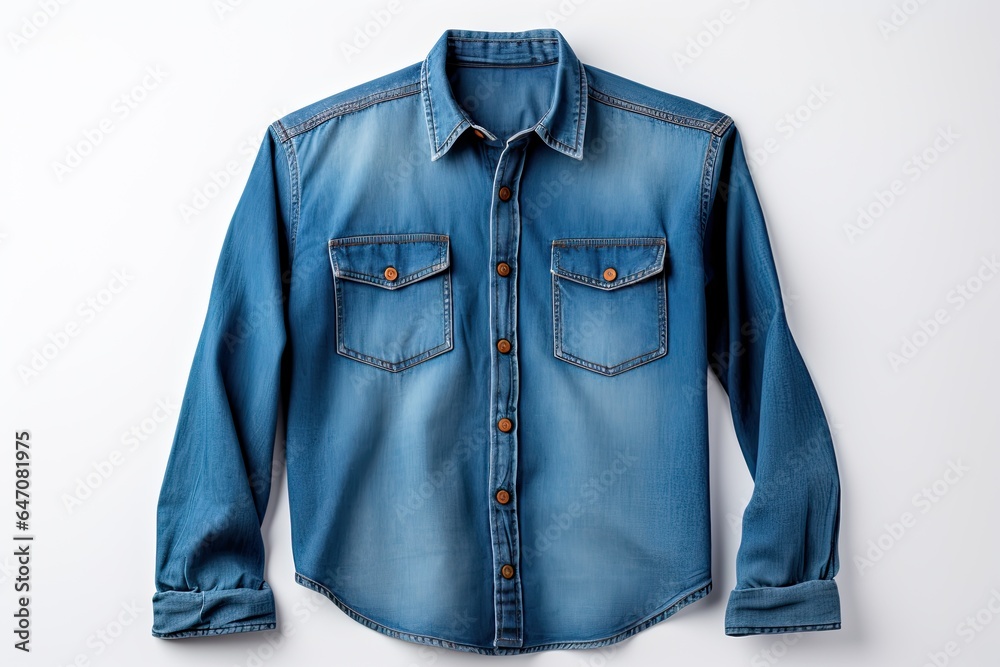 Denim shirt isolated on a white background top view photo Denim shirt isolated on a white background top view photo