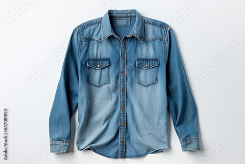 Denim shirt isolated on a white background top view photo © twilight mist