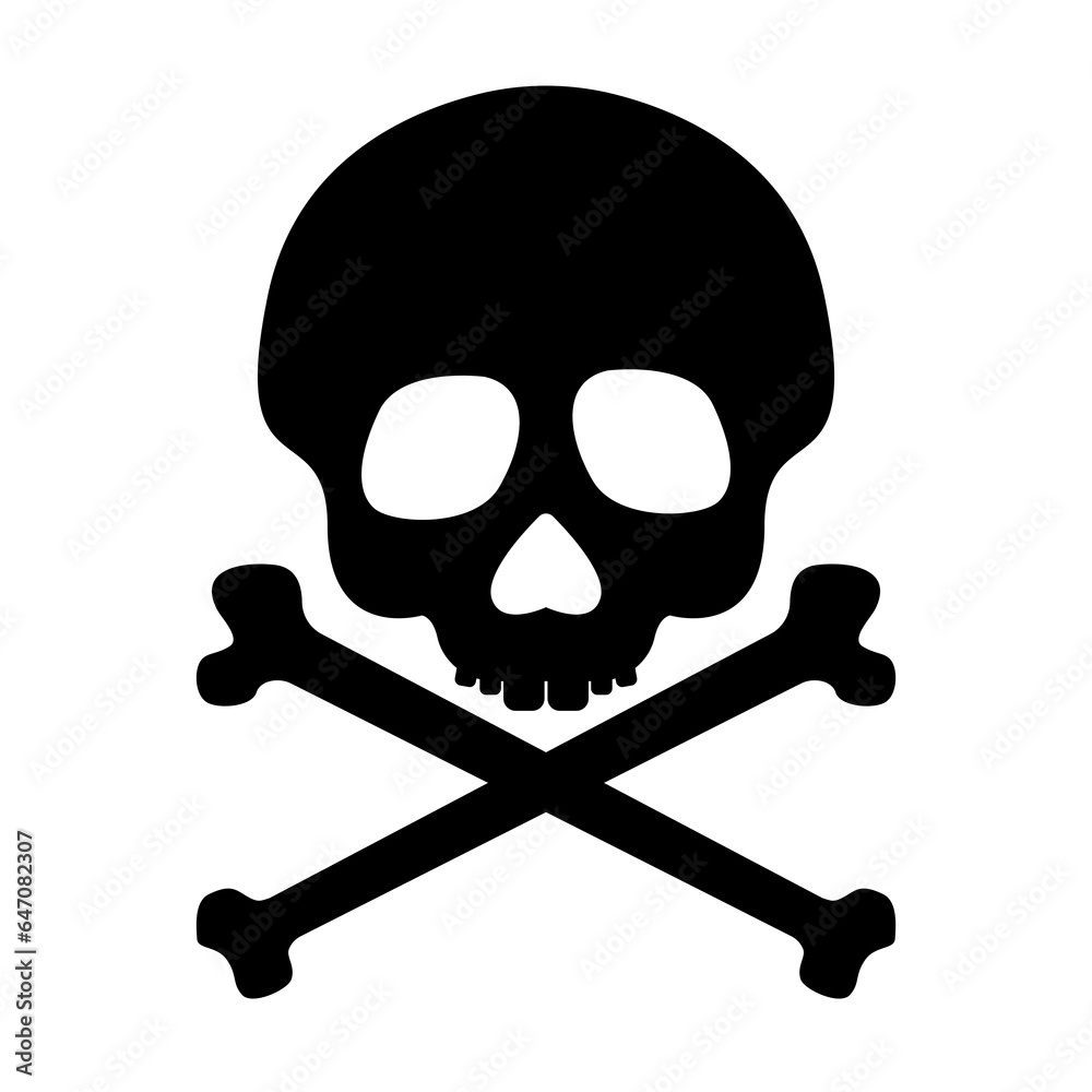 Skull and bones icon on white background.