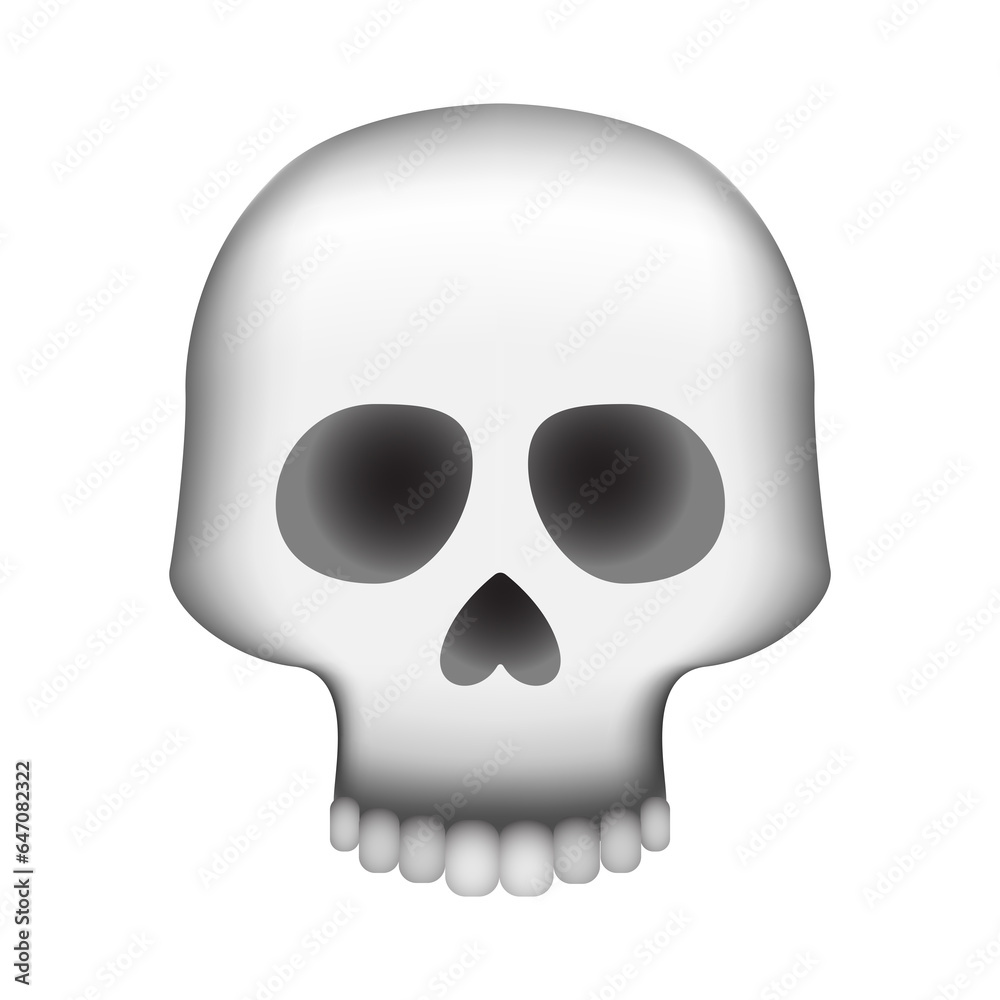 Skull icon, whitish and gray, cartoon styled human skull with large, black eye sockets. Skull icon, whitish and gray, cartoon styled human skull with large, black eye sockets.