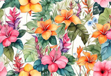 exotic flowers watercolor and ink wallpaper - generative ai