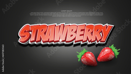 vector illustration strawberry word creative lettering banner design element,use for strawberry extract product marketing backdrop and label and advertising.