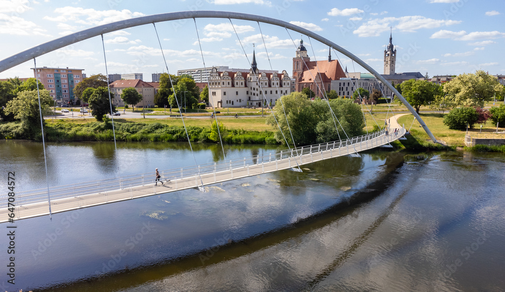 Fototapeta premium bridge over the elbe river in Dessau- Roßlau, saxony-anhalt germany