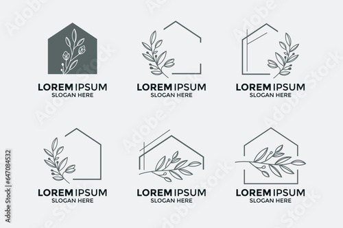 collection of home decor and flower logos