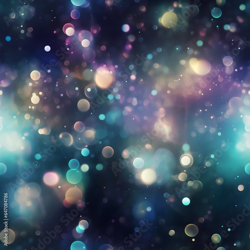 seamless pattern featuring bokeh fairy lights. recreate the soft and dreamy bokeh effect, evoking the magical ambiance of twinkling fairy lights. generative AI
