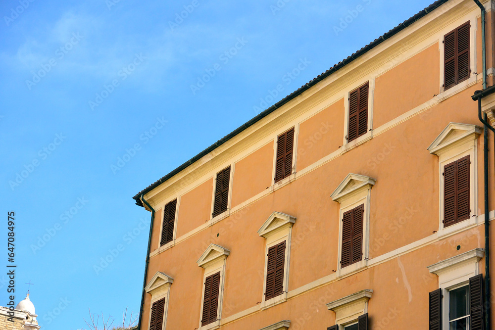 facade of a building tipical house in ancona