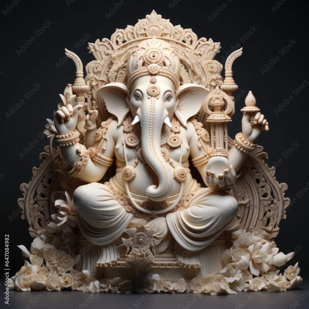 Statue of lord ganesha festival hindu religion and indian celebration of diwali festival concept on dark background