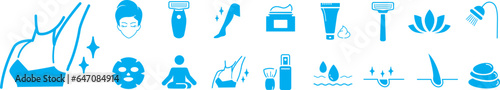 hair removal icons set, outline style spa