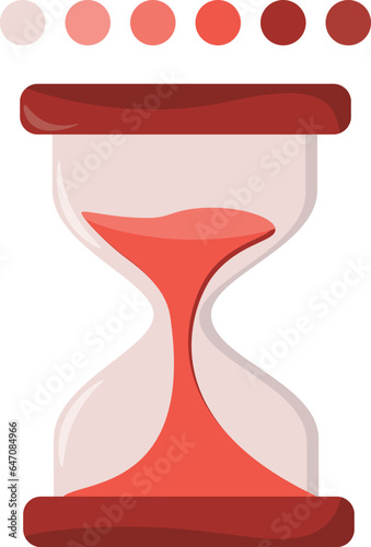 an hourglass with red sand and a red line