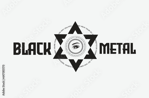 black metal t-shirt and sticker design with illustration stars