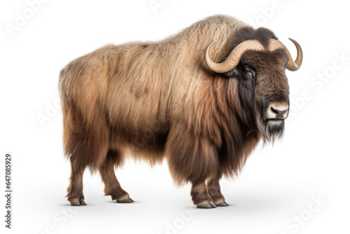 Musk ox on white background