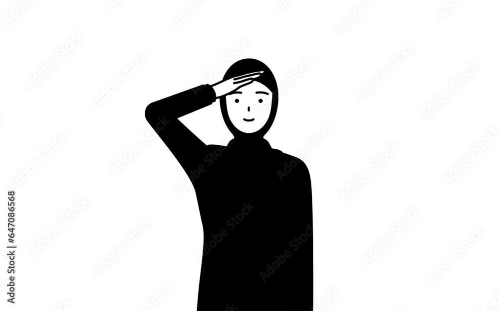 最敬礼するイスラムの女性 最敬礼するイスラムの女性