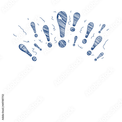 Hand-drawn exclamation marks. exclamation in the doodle. what
