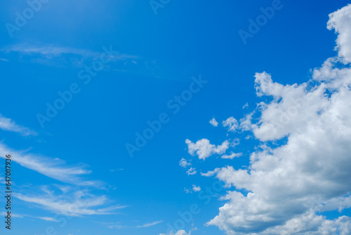 【写真素材】 青空 空 雲 真夏の空 背景 背景素材 8月 コピースペース 