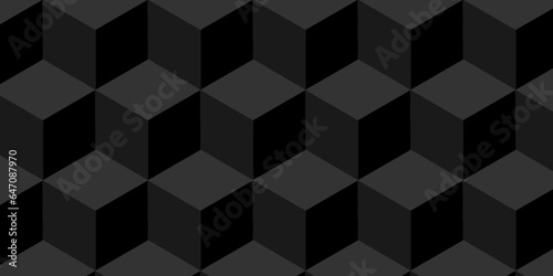 Background Black and gray cube geometric seamless background. Seamless blockchain technology pattern. Vector iilustration pattern with blocks. Abstract geometric design print of cubes pattern.