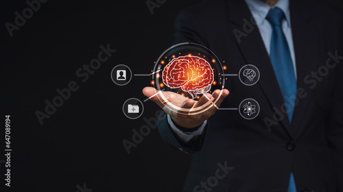 Artificial Intelligence of the brain on business analysis, innovation, business growth development, and medical development