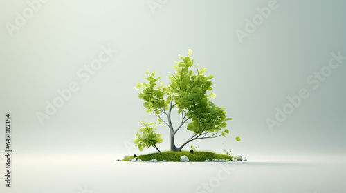tree on a white background, 3d illustration, growth nature, isolated design, environment, ecology banner, mother Nature icon, AI