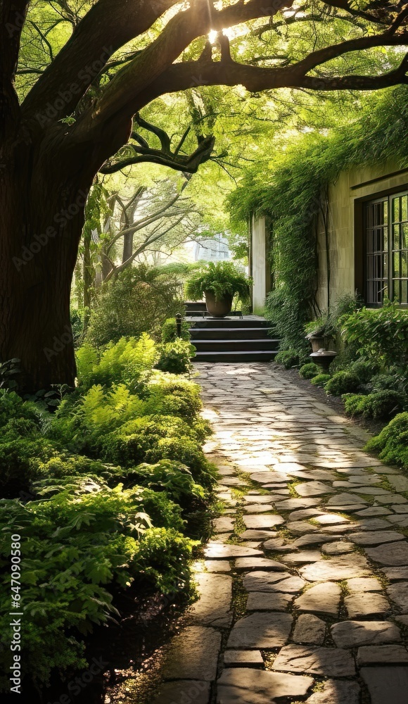 Journey Through Time: A Nostalgic and Timeless Home Garden and Pathway. Generative AI 11