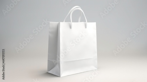 White paper bag on white background. Mockup for design.
