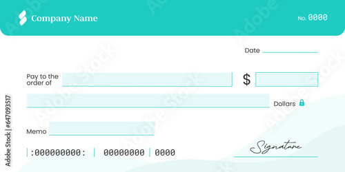 Clean and simple blank check template. Bank cheque vector