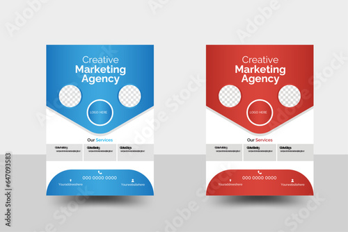 Corporate creative colorful business flyer template design set,  modern business flyer template, abstract business flyer and creative design, Multipurpose Flyer Layout with Red Accent.