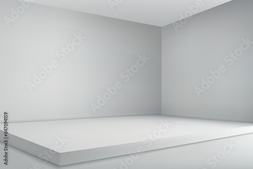 3d realistic empty stage on show room background.