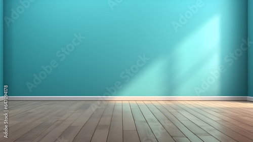 empty room with floor and blue wall © Microtech