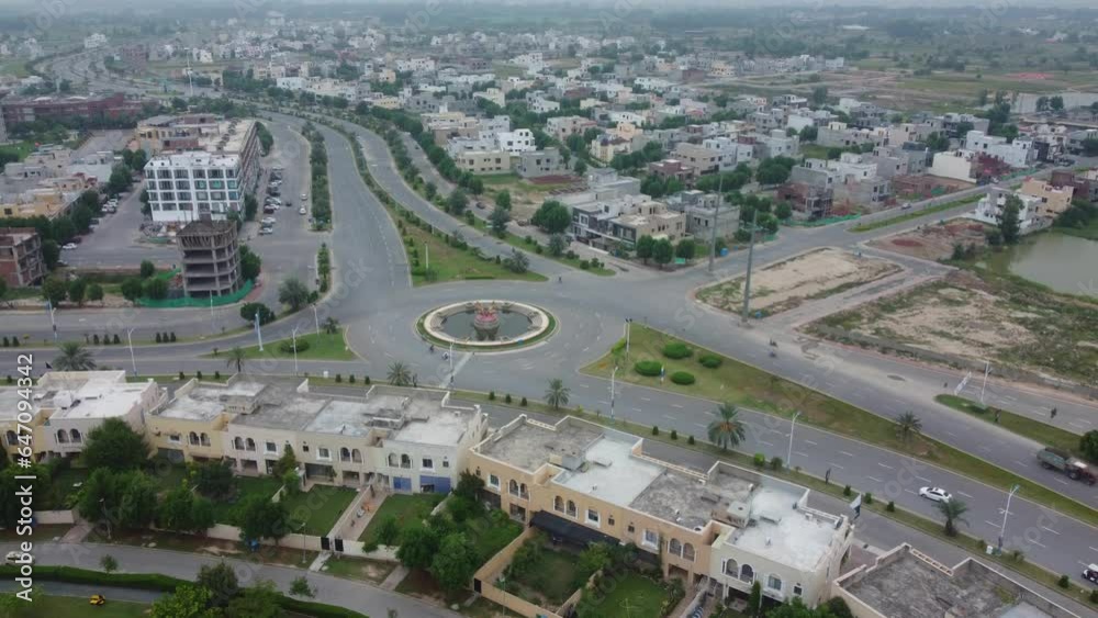 Beautiful aerial view of residential area with drone Beautiful aerial view of residential area with drone