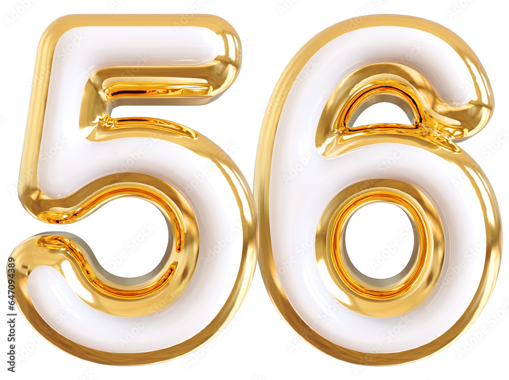 3d number 56 - gold number