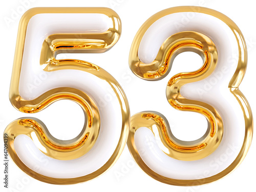 3d number 53 - gold number