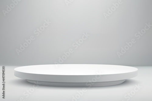 3d realistic empty stage on show room background.