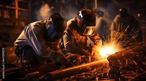 Factory production depends on the contributions of workers and experienced welders who are proficient in arc welding techniques.