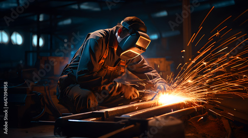 Skilled laborers and welders are an integral part of factory operations, utilizing arc welding techniques to join metal components.