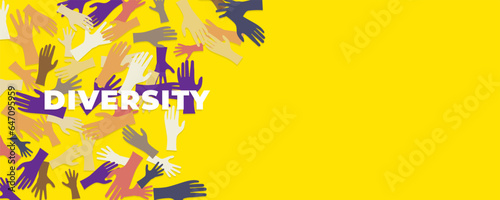 diversity skins hands banner with yellow background