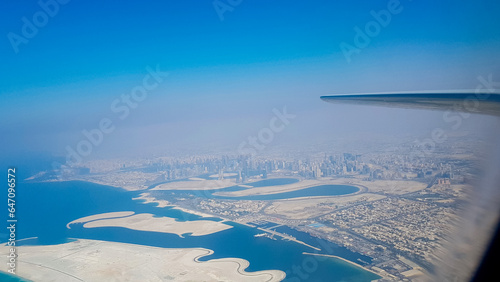 Dubai from Above, United Arab Emirates - Takeoff from Dubai International Airport and flight route to North © Alireza