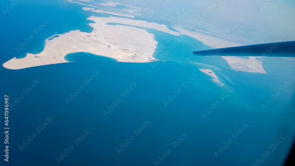 Dubai from Above, United Arab Emirates - Takeoff from Dubai International Airport and flight route to North Dubai from Above, United Arab Emirates - Takeoff from Dubai International Airport and flight route to North