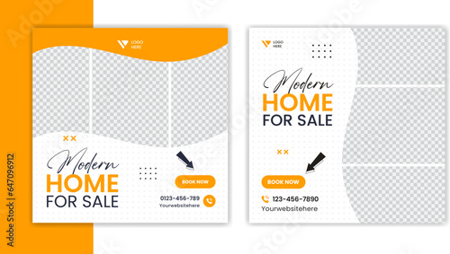 Creative Real Estate Social Media Post Template, Editable Square Post design, Social Media Banners