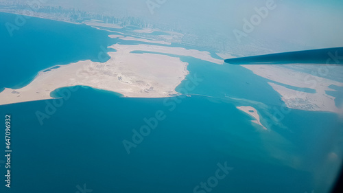 Dubai from Above, United Arab Emirates - Takeoff from Dubai International Airport and flight route to North © Alireza