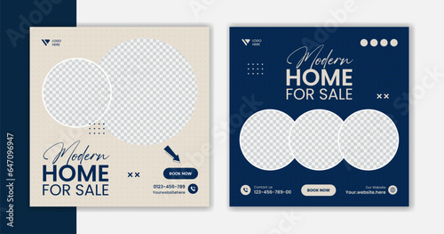 Creative Real Estate Social Media Post Template, Editable Square Post design, Social Media Banners