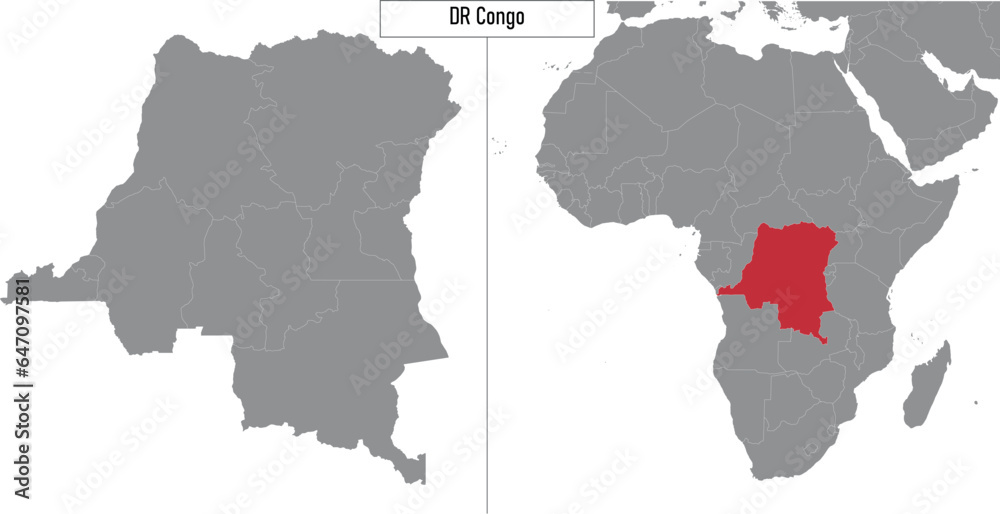 map of DR Congo and location on Africa map