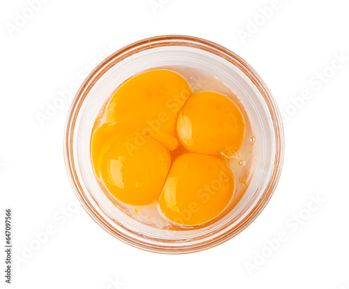 Egg Yolks in Bowl, Fresh Chicken Egg Yolk Separated from Whites for Cooking Recipe, Organic Yolks Top View