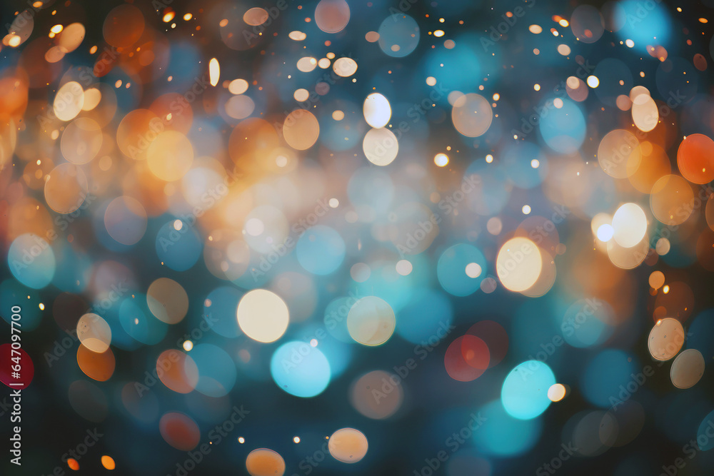 Christmas abstract bokeh lights background. Festive decoration, Xmas holiday celebration