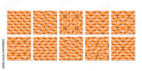 Seamless pattern of vector abstract geometric shapes in orange color on white background