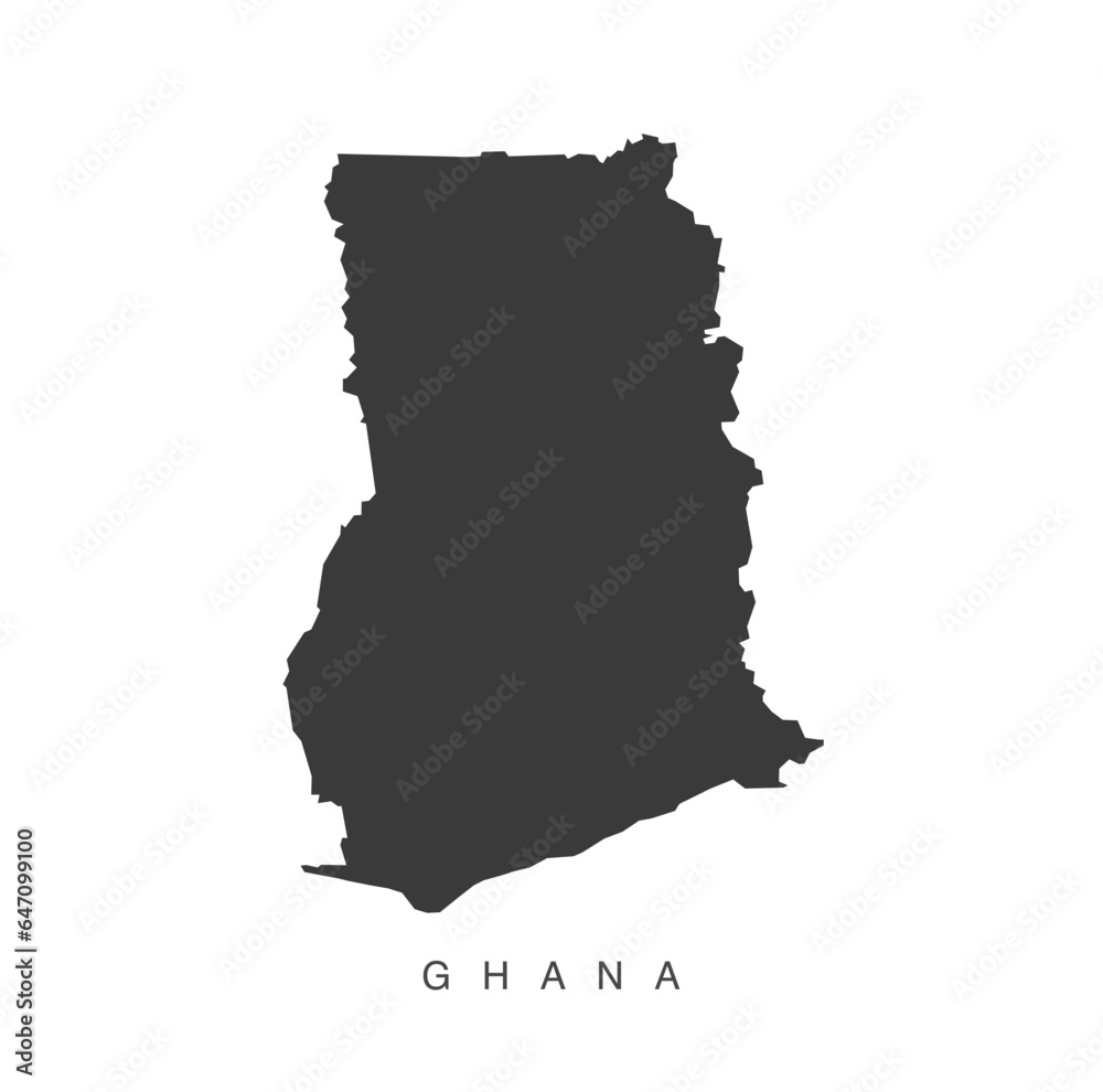Ghana map vector icon gray color.
