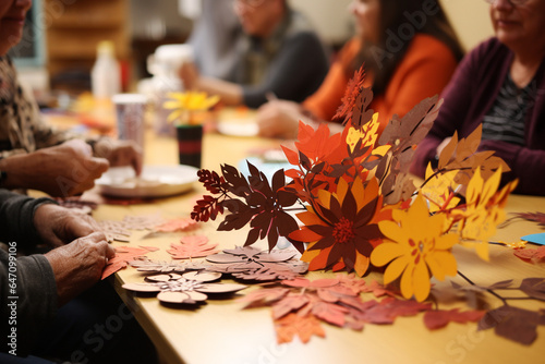 Thanksgiving-themed craft workshop where participants make handmade greeting cards. AI generated
