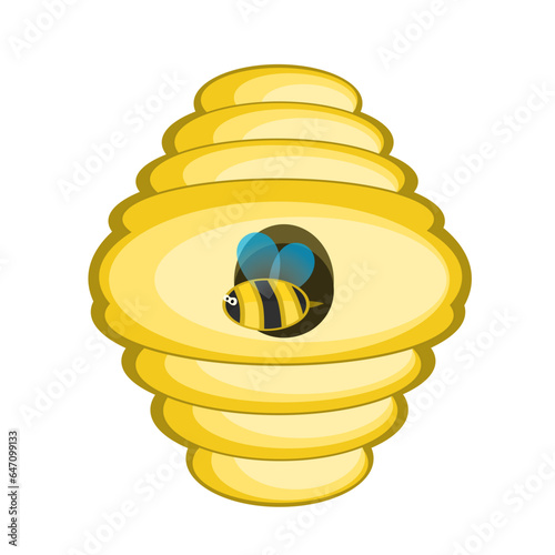 hive with bees cartoon style design