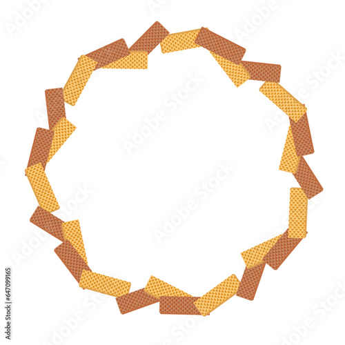 sweet wafer dessert round frame cartoon style